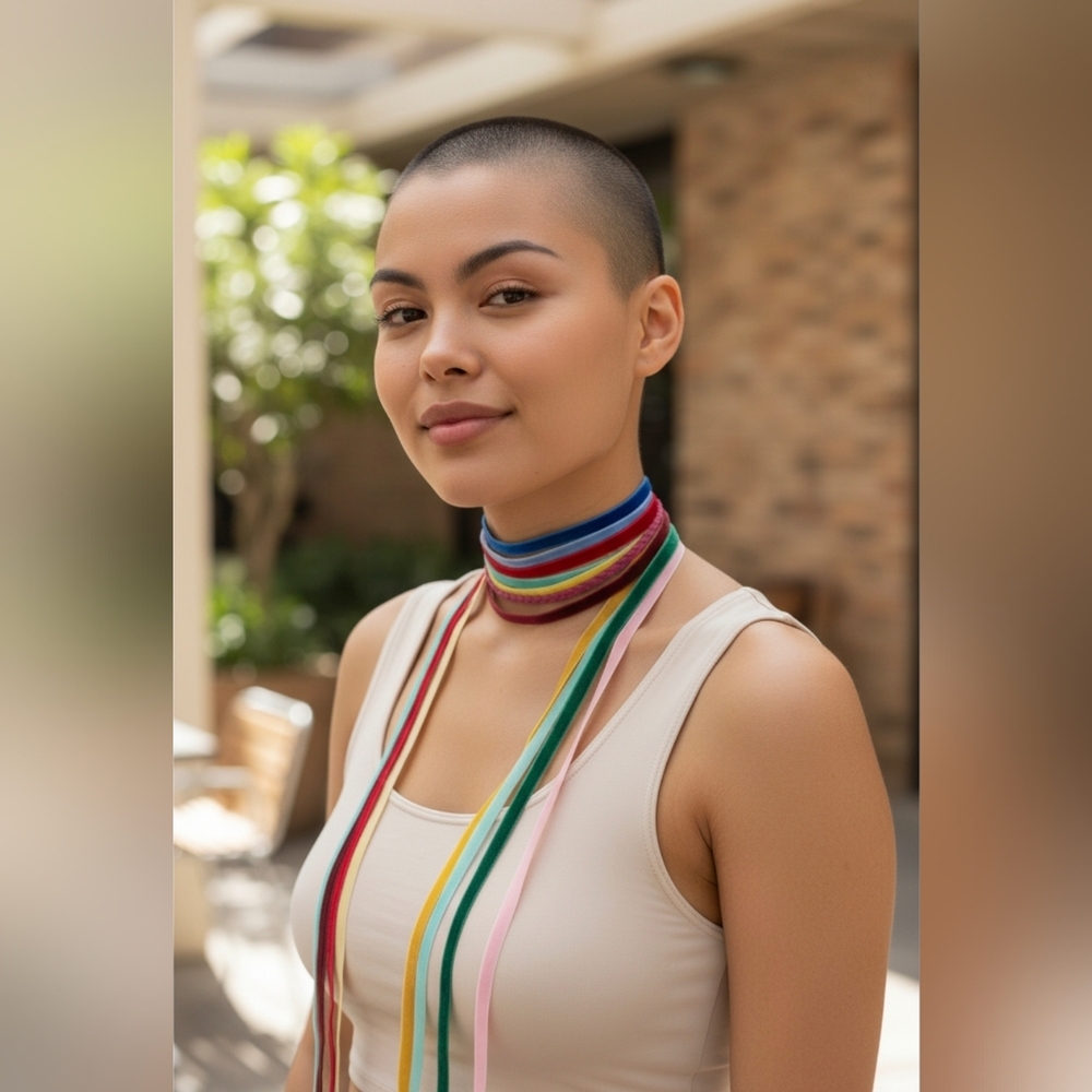Multicolor Striped Choker Necklace